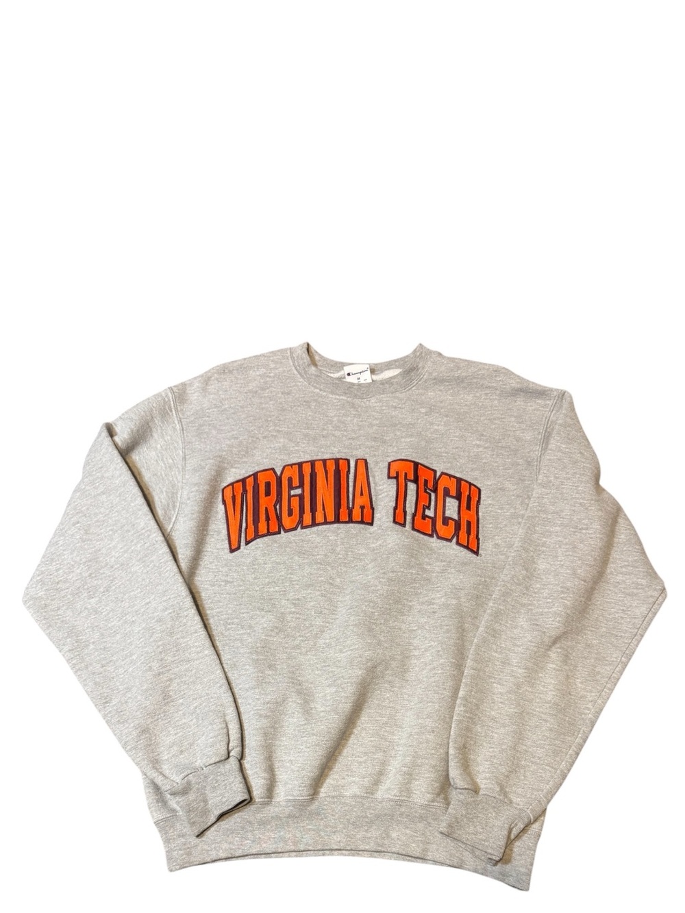 Champion Virginia Tech Gray Crewneck Sweatshirt with Orange Letters Size Medium